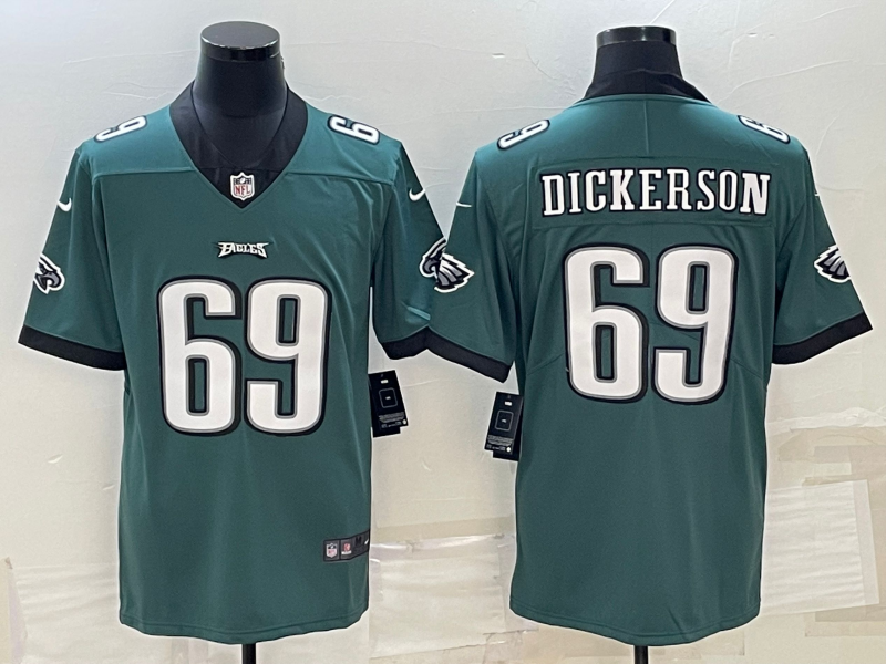 Men's Philadelphia Eagles Landon Dickerson #69 Midnight Green Jersey